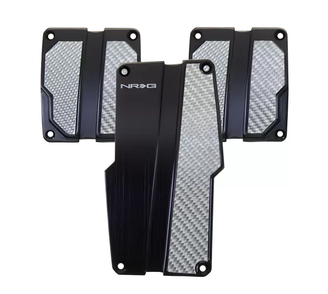 NRG Brushed Aluminum Sport Pedal A/T - Silver w/Black Carbon main image 1