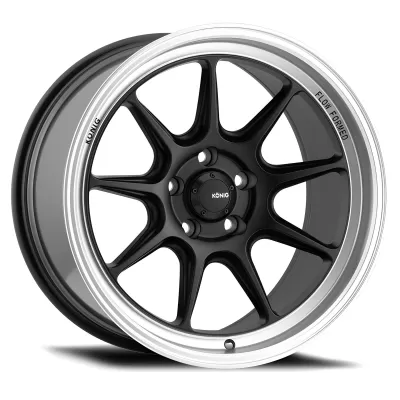 Universal (19x8.5, 5x108, 43mm, Matte Black With Matte Machined Lip) (Less Concave)