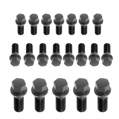 Universal (14 x 1.5, 27mm Length) (20 Lug Bolt Set) (Black)