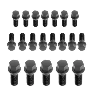 Universal (14 x 1.5, 27mm Length) (20 Lug Bolt Set) (Black)