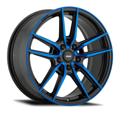 Universal (16x7.5, 5x114.3, 43mm, Gloss Black With Blue Face)