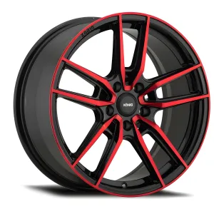 Universal (16x7.5, 5x114.3, 43mm, Gloss Black With Red Face)