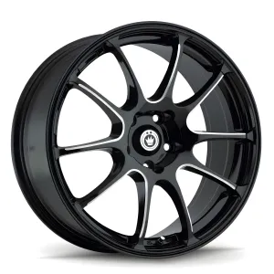 Universal (17x7, 4x100, 40mm, Black With Machined Accent)