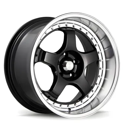Universal (18x8, 5x100, 42mm, Gloss Black With Machined Lip)